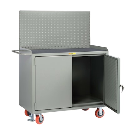 Little Giant Mobile Bench Cabinets, 36"W, Pegboard Panel Doors, Vinyl Mat, Pegboard MM-36-PBD-FL-PB